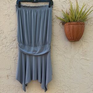 No Boundaries Slate Gray High-Low Handkerchief Hem Dress